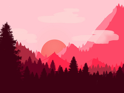 forest flat design landscape tree