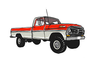Classic Ford pickup - F250 Highboy 4x4 classic drawing f100 f150 f250 ford graphic design illustration ipad procreate