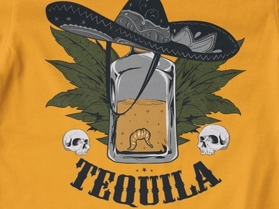 T Shirt Design 1250 alcohol bottle graphic design illustration skull t shirt illustration t shirt template tequila vector template