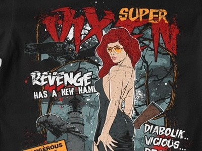 T Shirt Design 1277 blood car comic crow dead gun illustration pinup revenge sexy t shirt vixen