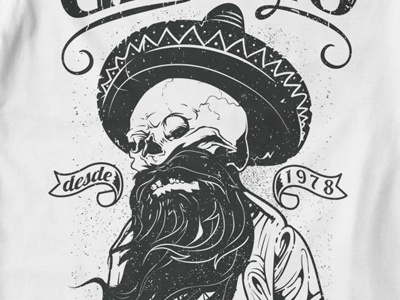 T Shirt Design 1451 beard death gringo mexican skull sombrero