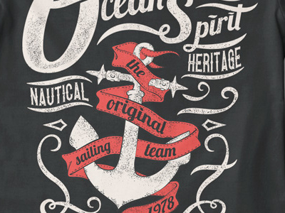 T Shirt Design 1456 anchor heritage nautical ocean ribbon spirit typography