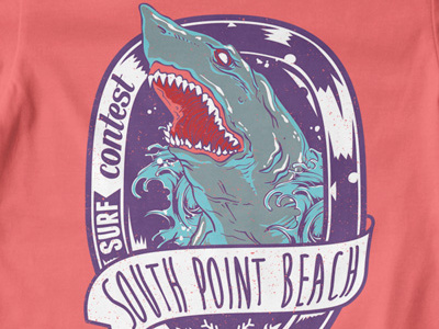 T Shirt Design 1457 beach contest shark south point sports surfing vector water