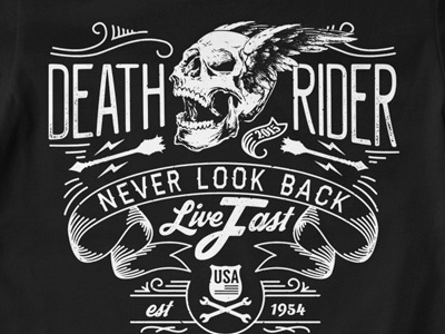 T Shirt Design 1499 biker print ribbon skull t shirt typography usa wings