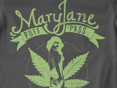T Shirt Design 1039 apparel green illustration marijuana mary jane pin up print puff pass smoke vector vector graphics weed
