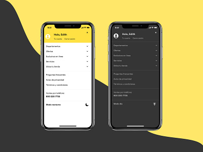 Night mode darkmode daymode menu mobile nightmode ui uidesign uiux