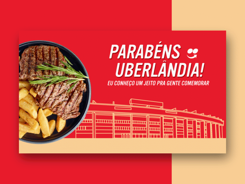 iFood | Banner Aniversary of Uberlândia after effects aniversary banner banner ad congradulations design digital email marketing food food app food delivery graphicdesign ifood ifood app perfomance uberlandia