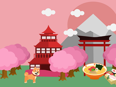 Japan branding cherry blossom design fanart graphic design graphicart illustration illustration design japan japanese food logo sakura shiba inu sketch typography ui vector