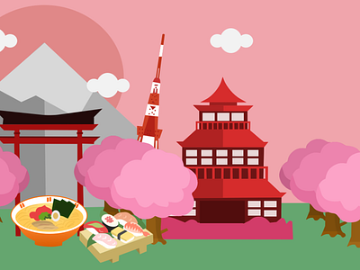 Japan branding cherry blossoms design design art fanart graphic design graphicart illustration japan japan drawing japanese art japanese food logo ramen sakura sushi ui ux vector web