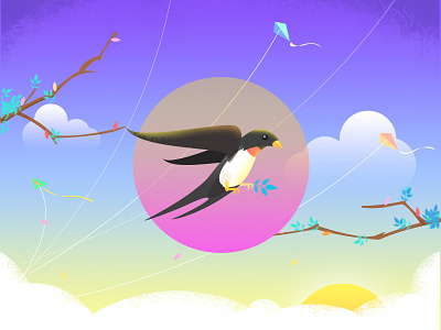 Spring kite spring swallow