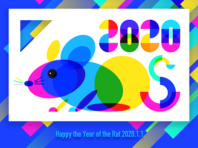 the Year of the Rat 2020 colourful illustration rat