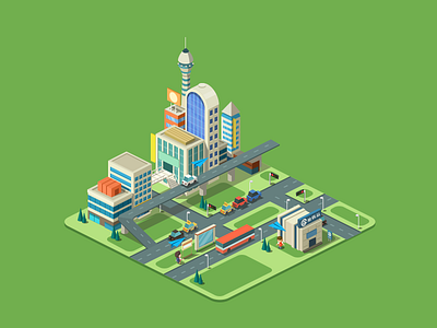 Auto City-part 3 city illustration map parking