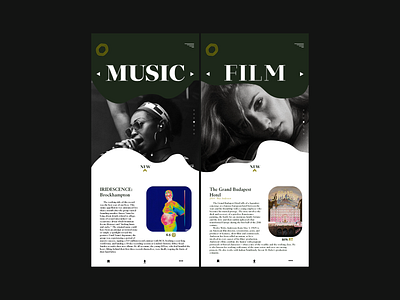 MUSIC & MOVIE NEWS app blog brand direction branding color block design identity minimal movie music app typography ui ux