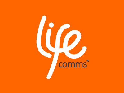 LifeComms Logo Design happy life logo orange