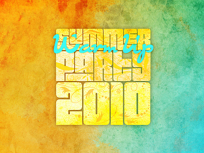 Summer Warm Up Party blue party poster summer typography yellow