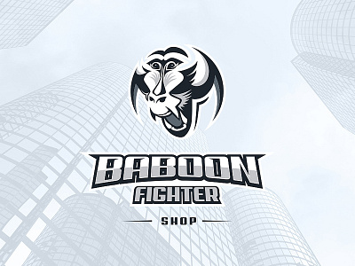 Baboon Fighter animal baboon icon identity logo