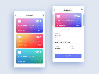 DailyUI 002 — Credit Card Checkout app colorful design gradient color ui
