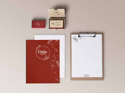 Pizza branding adobe illustrator business card mock up paper
