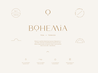 Bohemia Tea & Tonics Branding barnding bohemia bohemian logo branding crafted logo custom typography logo logodesign minimal logo minimalism simplicity simplistic logo design tea branding tea design typography