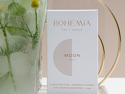 Bohemia Tea & Tonics Branding & Packaging bohemia bohemian branding circles design font logo logodesign minimalist packaging packaging semicircles simplicity simplistic packaging design tea packaging typography