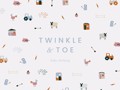 Twinkle & Toe Branding & pattern design baby baby branding baby products branding child cute design elegant farm farm illustration illustration infant logo logodesign pattern