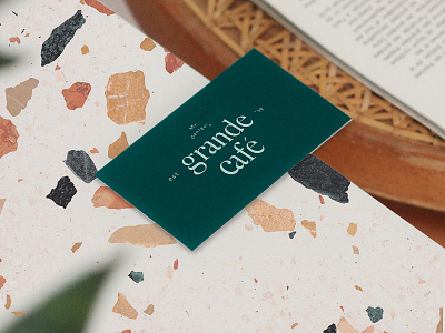 grandé café branding branding businesscard cafe card design greenery logo logodesign restaurant terrazzo tile turquoise typography