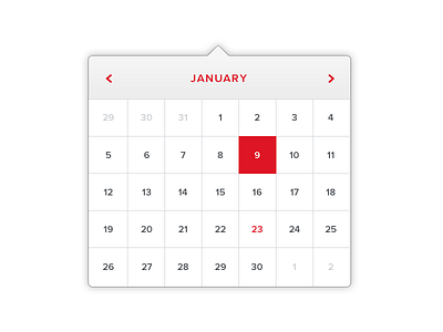 Calendar UI Element calendar clean date date picker minimal pop up ui user interface
