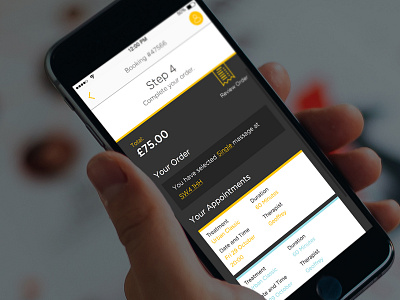 Review your order slide up - HD app booking checkout interaction mobile receipt ui ux yellow