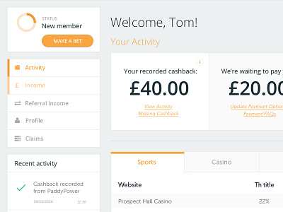 Cashback Dashboard