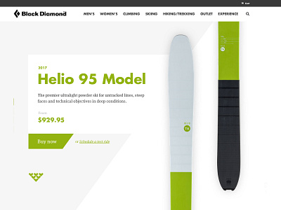 003 - Black Diamond Helio Ski daily ui green landing page meta serif minimal montserrat product ski snow ui user interface winter