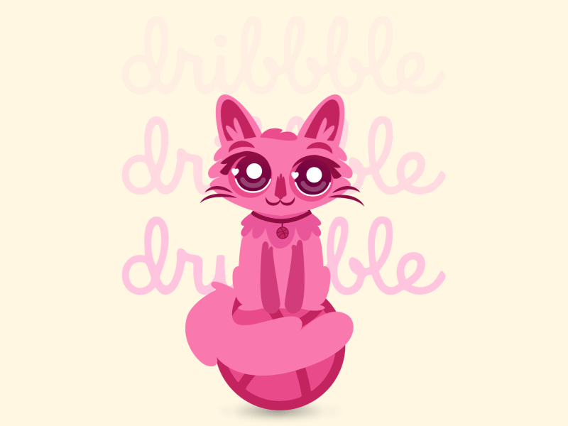 Hello Dribbble! animation cat debut dribbble first shot hello illustration invite motiondesign vector