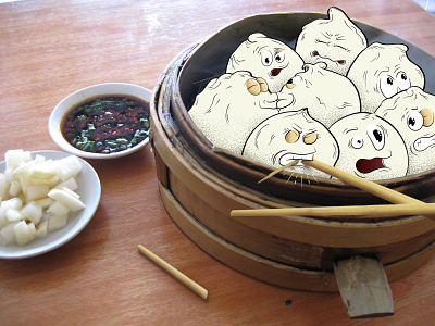 Angry Dumplings character art character creation comic dumplings food illustration photography vector