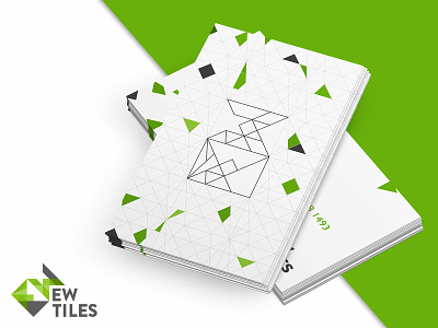 EW Tiles branding and stationary brand branding business card design design geometric art green icon logo typography vector