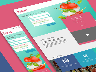 YouFood bright color color colour design food responsive search bar ui wireframe