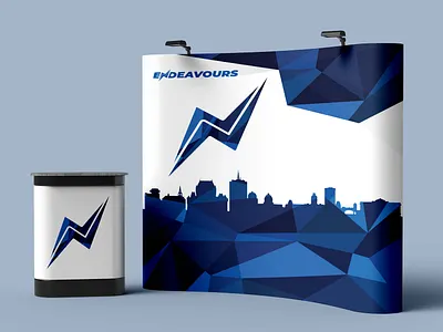 Trade show booth backdrop for ENDEAVOURS. banner beacon brand branding logo logodesign logotype print signal tech technology tradeshow