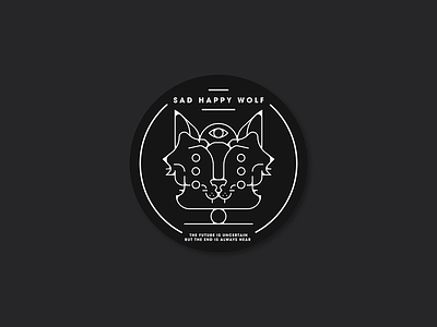 Sad happy wolf stickers. design flat illustration sticker vector