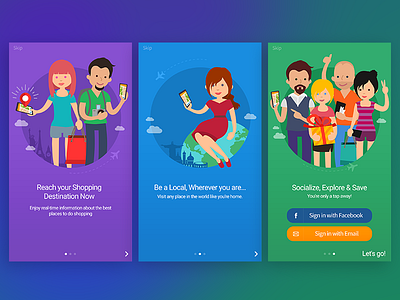 Illustrated onboarding slides illustration onboarding slides ui