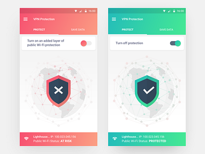 VPN protection app UI concept