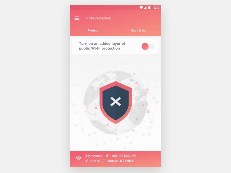 VPN app - on/off transition - "Mokup prototyping" animation mobile mokup mokup.app prototype transition ui ux