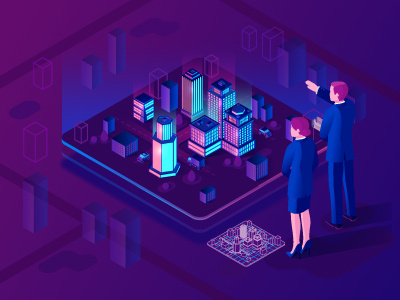 Smart city isometric illustration