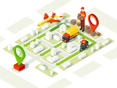 Smart delivery isometric illustration delivery illustration isometric service smart vector