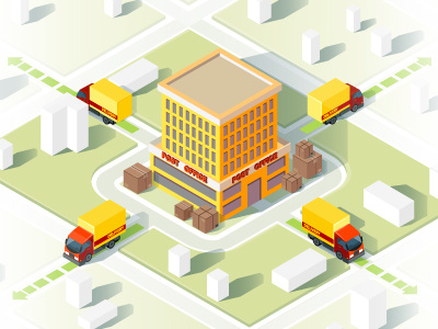 Delivery service isometric vector illustration 3d app cargo concept delivery distribution freight infographic isometric logistic map parcel post post office retail route shipment shipping smart truck