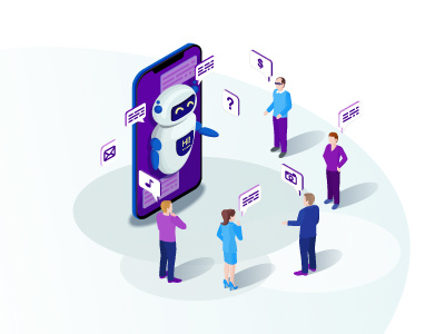 Chatbot isometric vector illustration 3d app artificial intelligence chat chat app chat bot chatbot communication concept infographic isometric message messenger online phones smart smartphone support technology virtual assistant