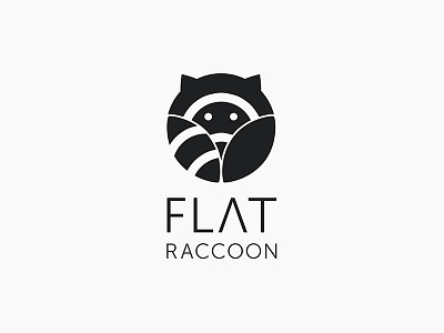 Logo Flat Raccoon design illustration logo typography vector