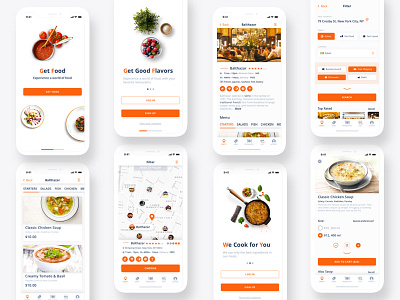 Food Delivery App. UI/UX Design animation app flat icon ios sketch typogaphy ui ux vector