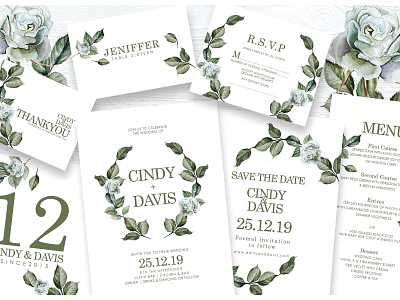 Foliage - Wedding Invitation Ac.62 craft cute delicate design floral flower hand crafted hand drawn invitation invitation invitation card invitation set logo modern romance simple simple invitation wedding card