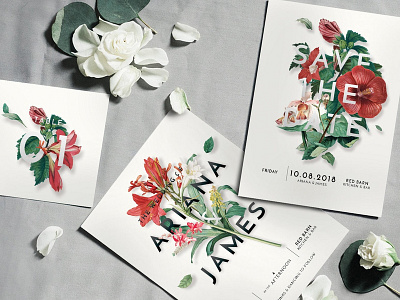 Modern Vintage Floral Wedding Suite craft cute delicate floral flower hand crafted hand drawn invitation invitation invitation card invitation set modern romance simple simple invitation wedding card