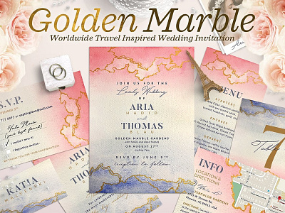 Wedding Suite XII - Golden Marble I delicate gold golden golden marble hand drawn invitation invitation invitation card invitation set modern romance simple invitation template wedding wedding card wedding design wedding invitation wedding invitation template wedding proposal wedding suite wedding template