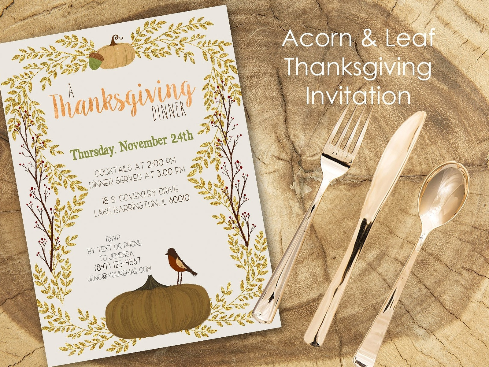 Acorn Leaf Thanksgiving Invitation Thanksgiving Logo Design Floral Flower Romance Hand Crafted Cute Craft Simple Invitation Acorn Leaf Thanksgiving Invitation Thanksgiving Logo Design Floral Flower Romance Hand Crafted Cute Craft Simple Invitation