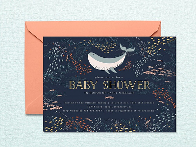 Marine Life Baby Shower Invite baby shower craft cute delicate hand crafted hand drawn invitation invitation invitation card invitation set logo modern simple simple invitation